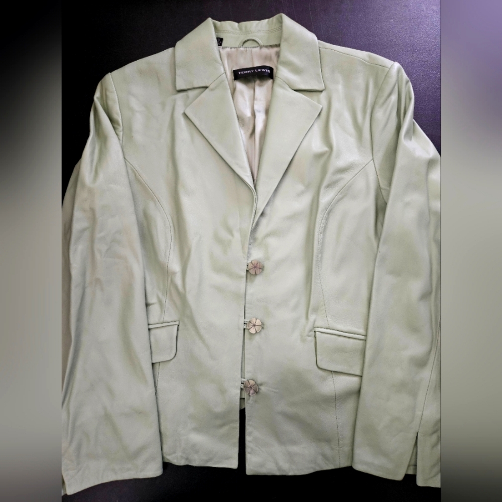 NWOT - Leather Terry Lewis Green Jacket - Soft & Supple - Size 1X